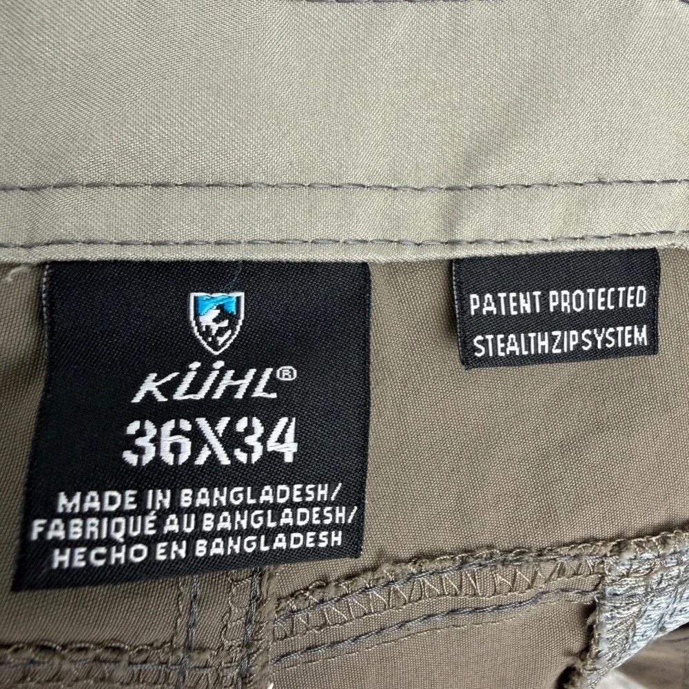 KUHL Liberator Stealth CONVERTIBLE Pants Mens 36x34 Tan Zip Off Hike Cargo *Read